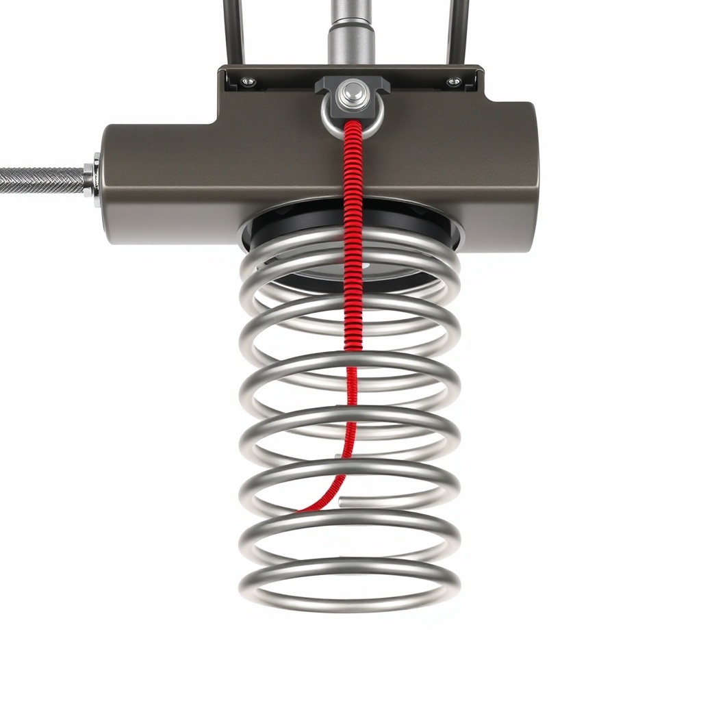 A simple yet photorealistic illustration showing a garage door opener's extension spring s