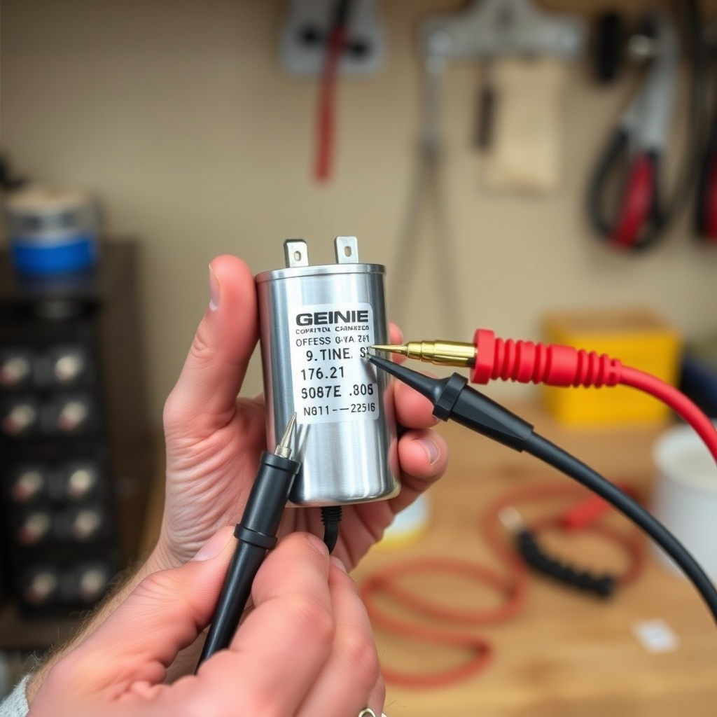 A clean photorealistic photo of a homeowner's hands holding a multimeter probes to the ter
