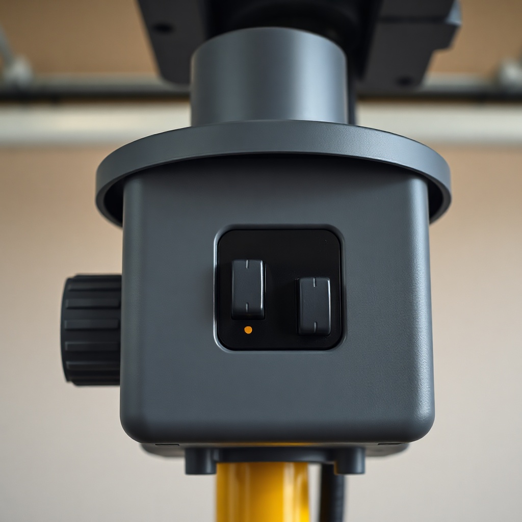 <photorealistic close-up of a Genie SilentMax 1200 motor unit with the light cover removed