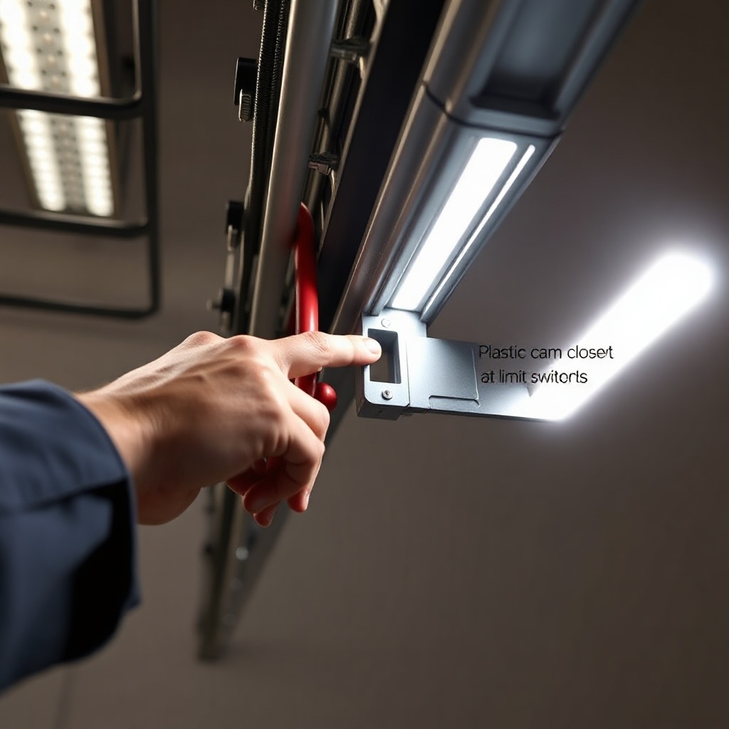 <photorealistic wide-angle view of a Genie SilentMax 1200 rail assembly