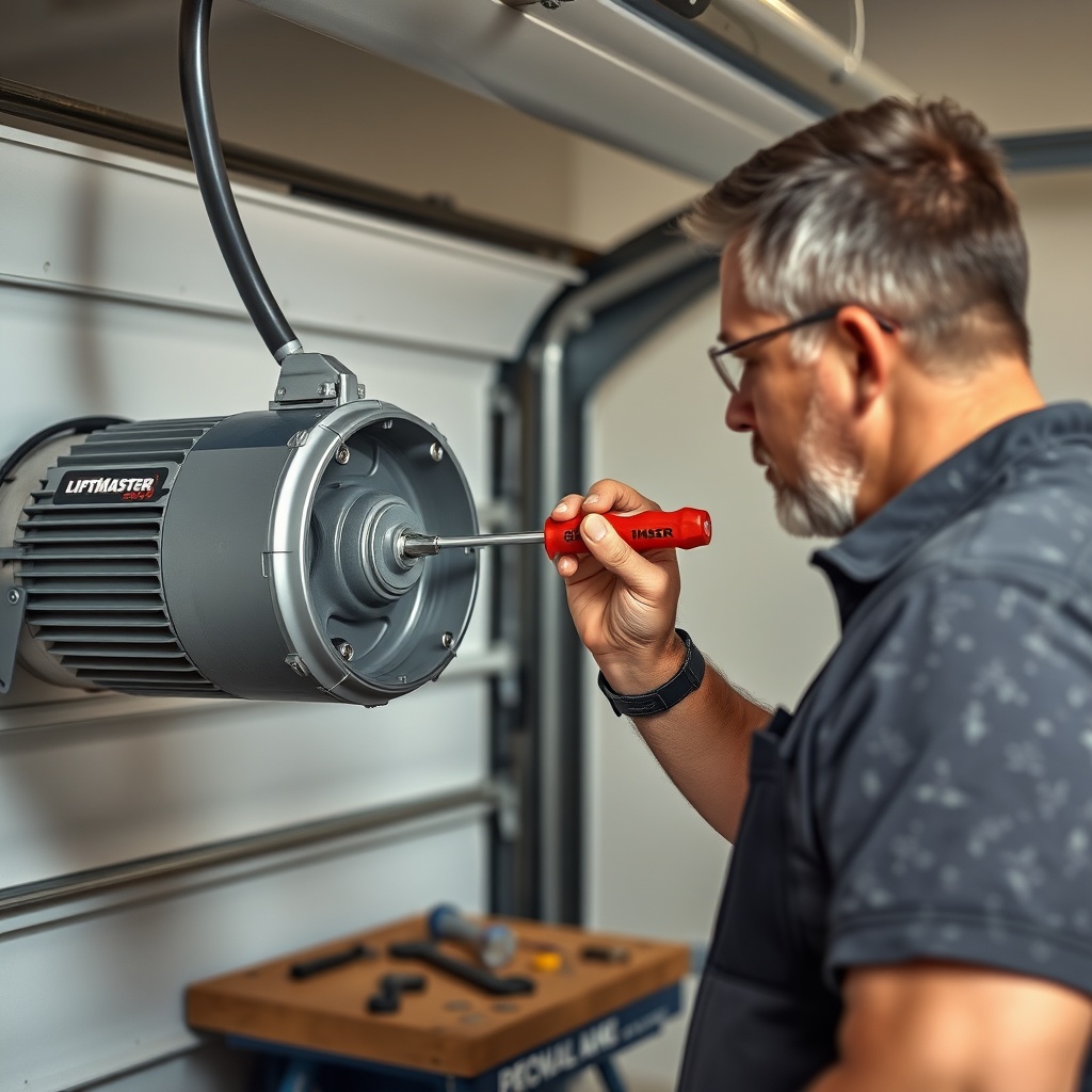 A photorealistic photo showing a homeowner using a long screwdriver as a makeshift mechani