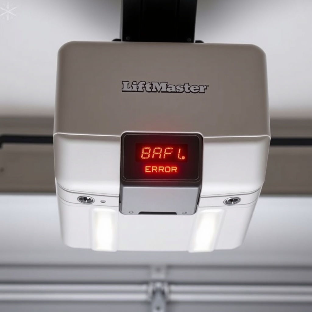 <clean photorealistic photo/illustration of a LiftMaster 8500 wall-mount opener showing th