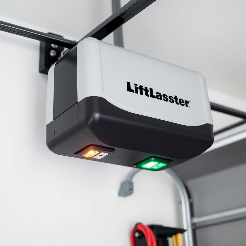 A clean photorealistic close-up photo of a LiftMaster 8500 wall-mounted unit in a typical