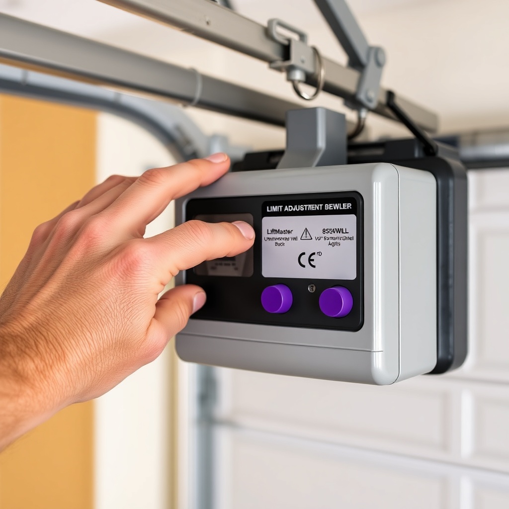 Photorealistic photo showing a homeowner pressing the purple limit adjustment buttons on t
