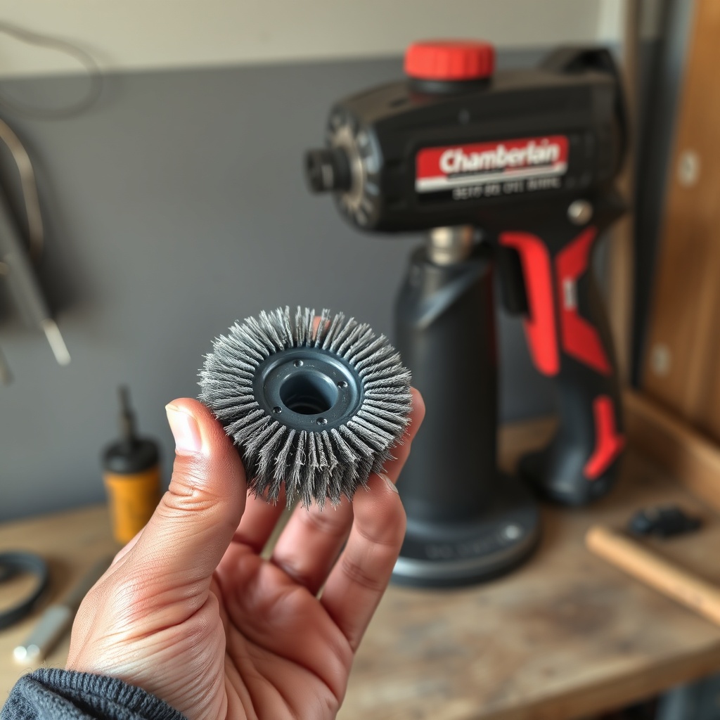 <clean photorealistic photo/illustration showing a homeowner’s hand holding a worn carbon