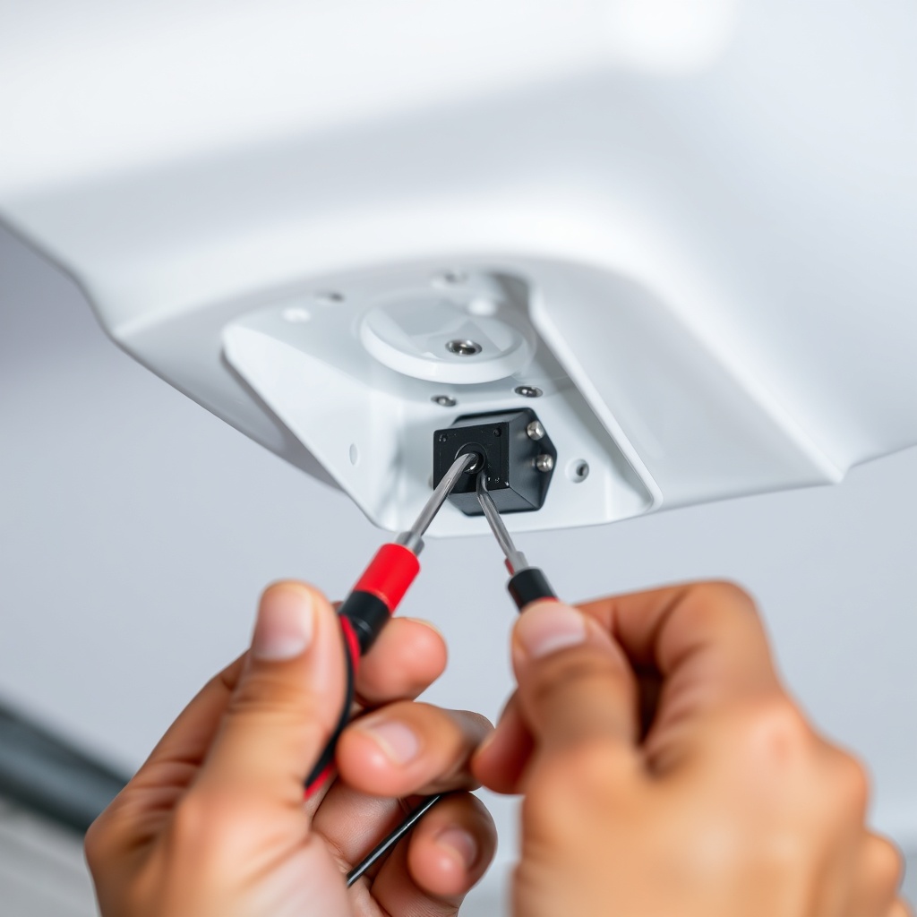 <a photorealistic photo of a person's hands using a multimeter probe to test continuity on