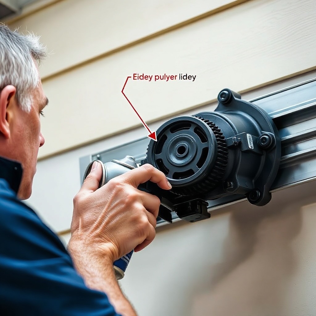 <clean photorealistic photo/illustration of a homeowner inspecting the lubricant applicati