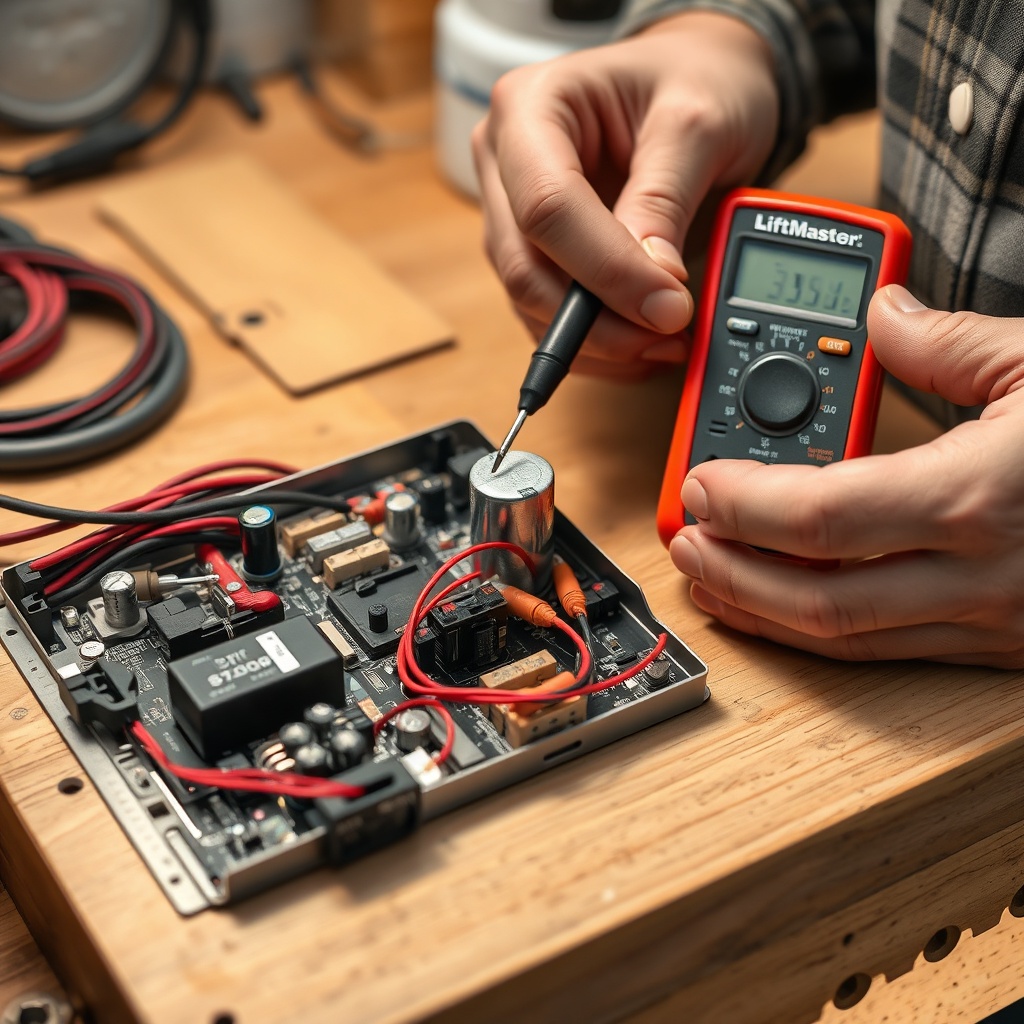 A photorealistic photo showing a homeowner’s hands using a multimeter to test a capacitor