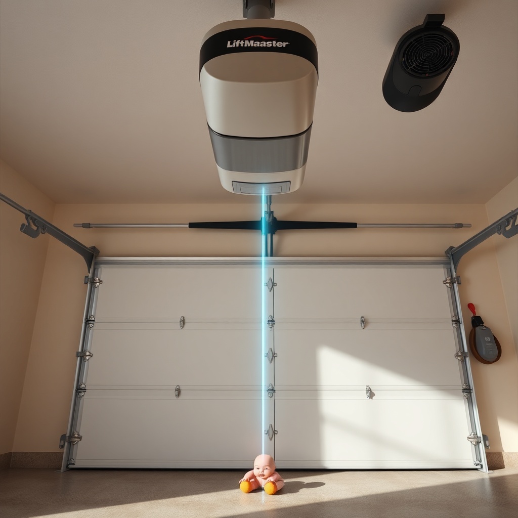 A photorealistic wide-angle shot of a residential garage interior